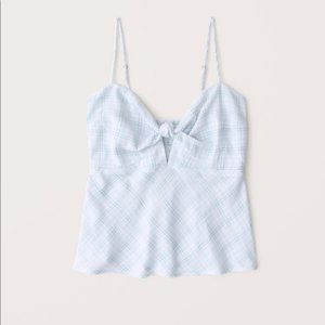 Abercrombie Knot-Front Cami in Light Blue Gingham